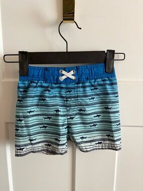Boys' Cat & Jack Blue Shark Swim Trunks Size  12 months